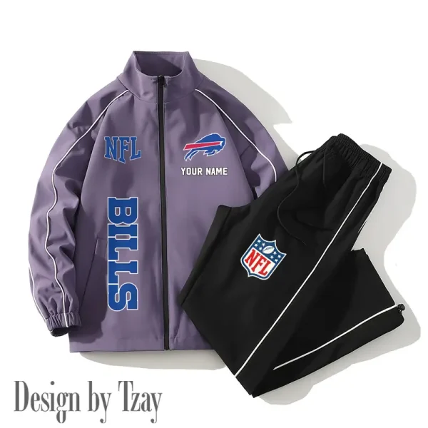 Buffalo Bills Casual Trendy Running Jacket Couple Loose Jacket Pants SPTMTS2PS004 - Image 3