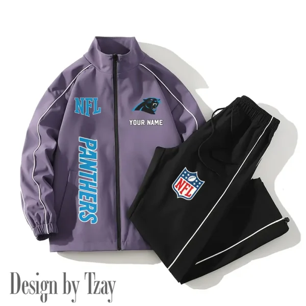 Carolina Panthers Casual Trendy Running Jacket Couple Loose Jacket Pants SPTMTS2PS005 - Image 3