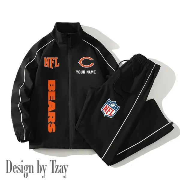 Chicago Bears Casual Trendy Running Jacket Couple Loose Jacket Pants SPTMTS2PS006 - Image 2