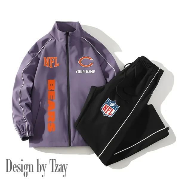 Chicago Bears Casual Trendy Running Jacket Couple Loose Jacket Pants SPTMTS2PS006 - Image 4