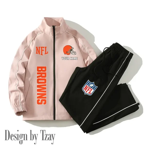 Cleveland Browns Casual Trendy Running Jacket Couple Loose Jacket Pants SPTMTS2PS008 - Image 2