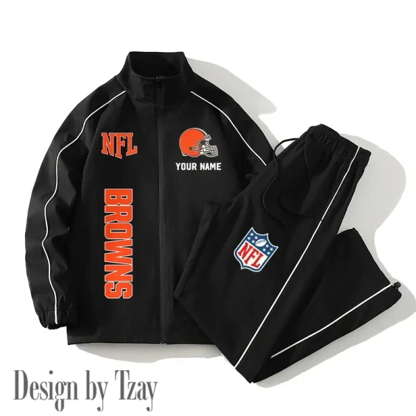 Cleveland Browns Casual Trendy Running Jacket Couple Loose Jacket Pants SPTMTS2PS008 - Image 3