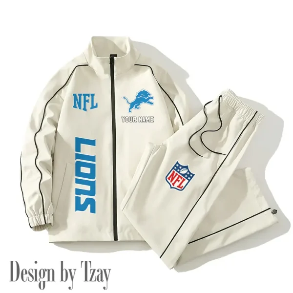 Detroit Lions Casual Trendy Running Jacket Couple Loose Jacket Pants SPTMTS2PS011