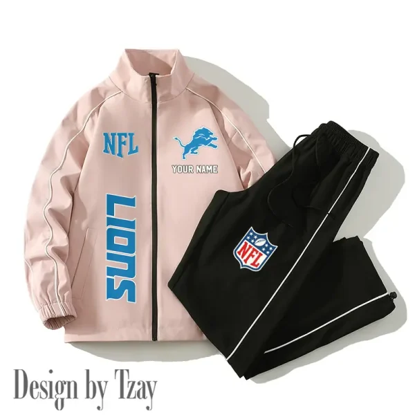 Detroit Lions Casual Trendy Running Jacket Couple Loose Jacket Pants SPTMTS2PS011 - Image 2
