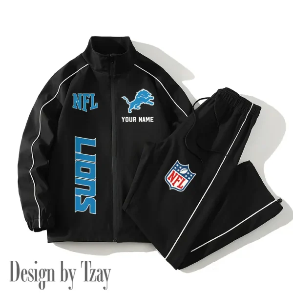 Detroit Lions Casual Trendy Running Jacket Couple Loose Jacket Pants SPTMTS2PS011 - Image 3
