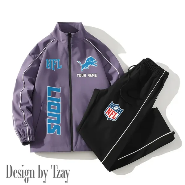 Detroit Lions Casual Trendy Running Jacket Couple Loose Jacket Pants SPTMTS2PS011 - Image 4