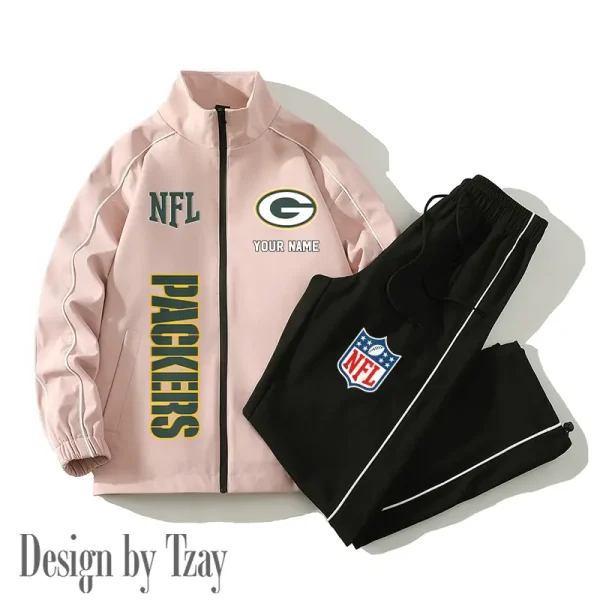 Green Bay Packers Casual Trendy Running Jacket Couple Loose Jacket Pants SPTMTS2PS012 - Image 2
