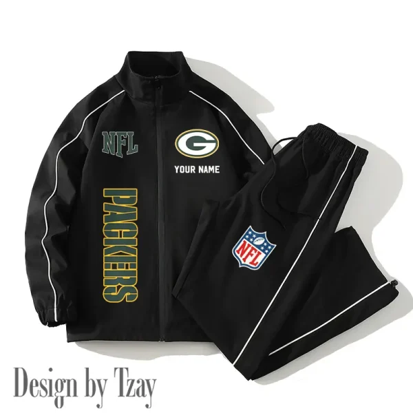 Green Bay Packers Casual Trendy Running Jacket Couple Loose Jacket Pants SPTMTS2PS012 - Image 3
