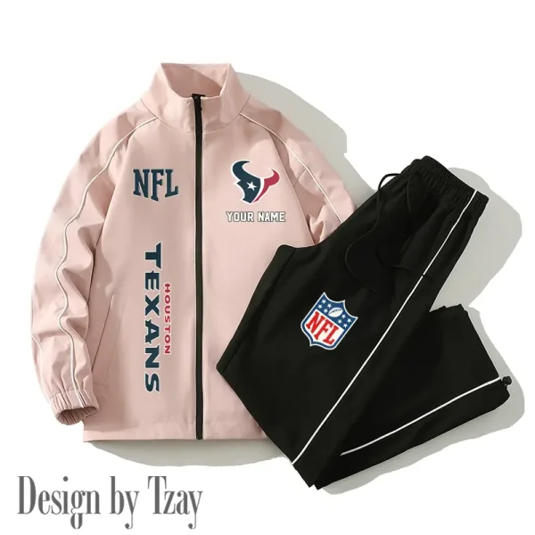 Houston Texans Casual Trendy Running Jacket Couple Loose Jacket Pants SPTMTS2PS013 - Image 2
