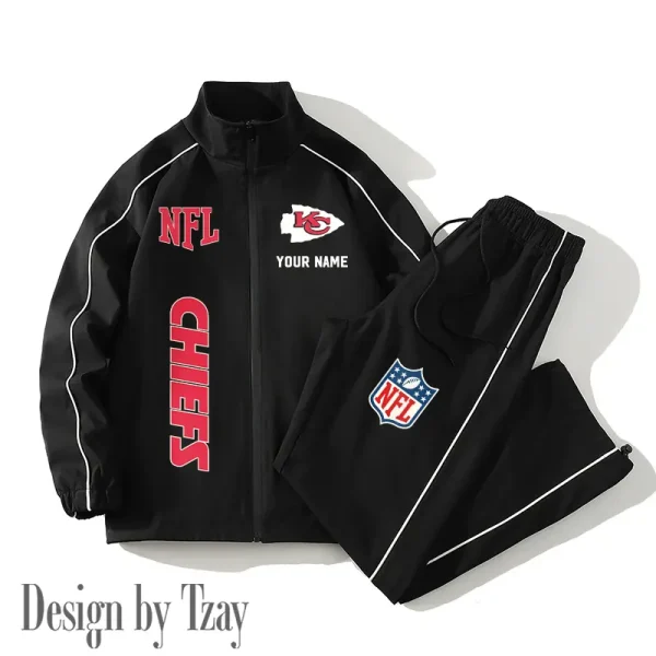 Kansas City Chiefs Casual Trendy Running Jacket Couple Loose Jacket Pants SPTMTS2PS016 - Image 2