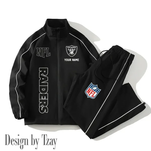 Las Vegas Raiders Casual Trendy Running Jacket Couple Loose Jacket Pants SPTMTS2PS017 - Image 2