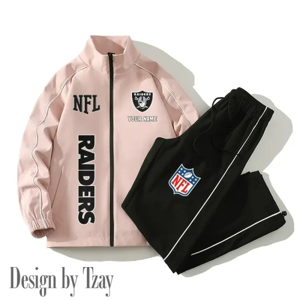 Las Vegas Raiders Casual Trendy Running Jacket Couple Loose Jacket Pants SPTMTS2PS017 - Image 4
