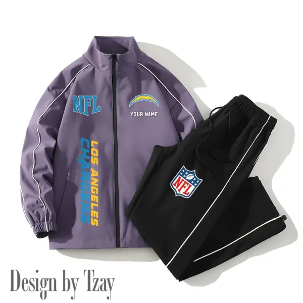 Los Angeles Chargers Casual Trendy Running Jacket Couple Loose Jacket Pants SPTMTS2PS018 - Image 2