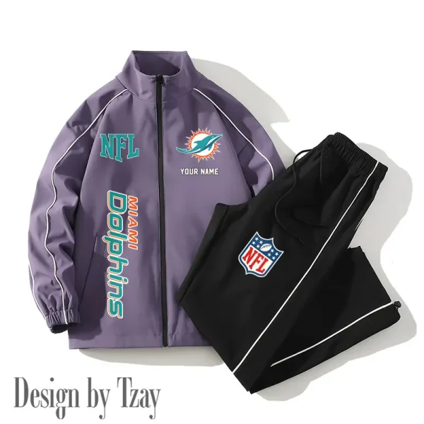 Miami Dolphins Casual Trendy Running Jacket Couple Loose Jacket Pants SPTMTS2PS020