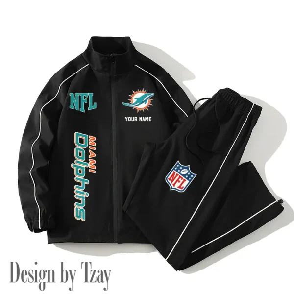 Miami Dolphins Casual Trendy Running Jacket Couple Loose Jacket Pants SPTMTS2PS020 - Image 3
