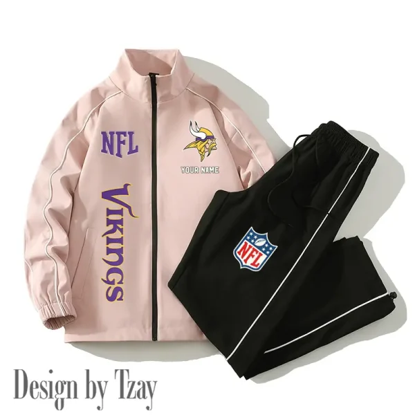 Minnesota Vikings Casual Trendy Running Jacket Couple Loose Jacket Pants SPTMTS2PS021