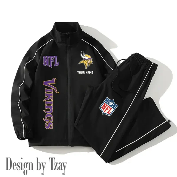 Minnesota Vikings Casual Trendy Running Jacket Couple Loose Jacket Pants SPTMTS2PS021 - Image 2