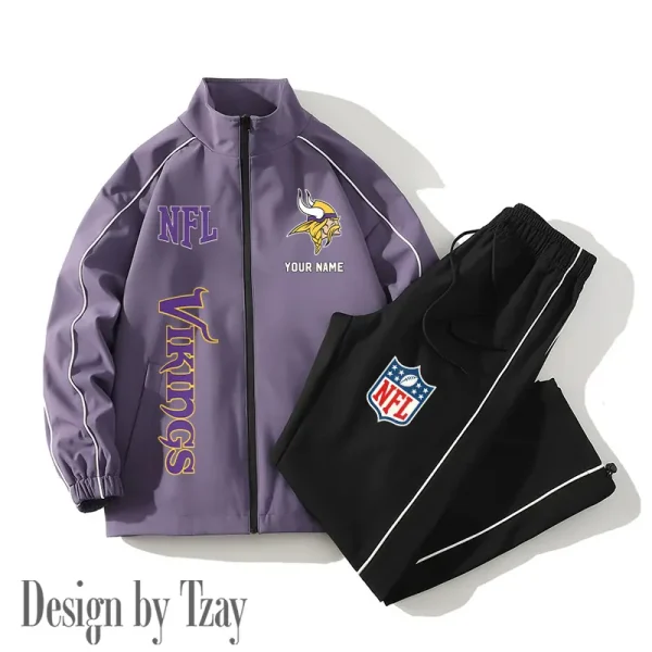 Minnesota Vikings Casual Trendy Running Jacket Couple Loose Jacket Pants SPTMTS2PS021 - Image 4