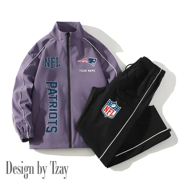 New England Patriots Casual Trendy Running Jacket Couple Loose Jacket Pants SPTMTS2PS022