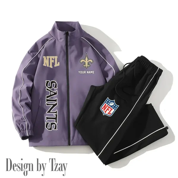 New Orleans Saints Casual Trendy Running Jacket Couple Loose Jacket Pants SPTMTS2PS023 - Image 2