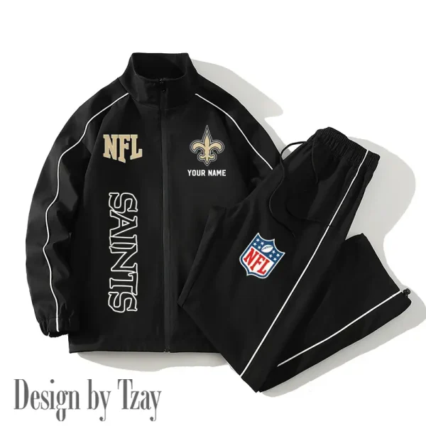 New Orleans Saints Casual Trendy Running Jacket Couple Loose Jacket Pants SPTMTS2PS023 - Image 3