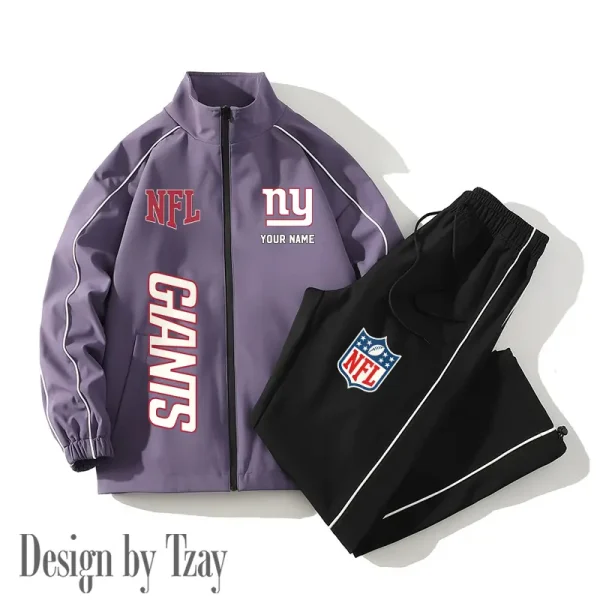 New York Giants Casual Trendy Running Jacket Couple Loose Jacket Pants SPTMTS2PS024 - Image 2