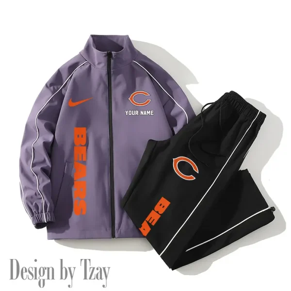 Chicago Bears Casual Trendy Running Jacket Couple Loose Jacket Pants SPTMTS2PS038 - Image 2