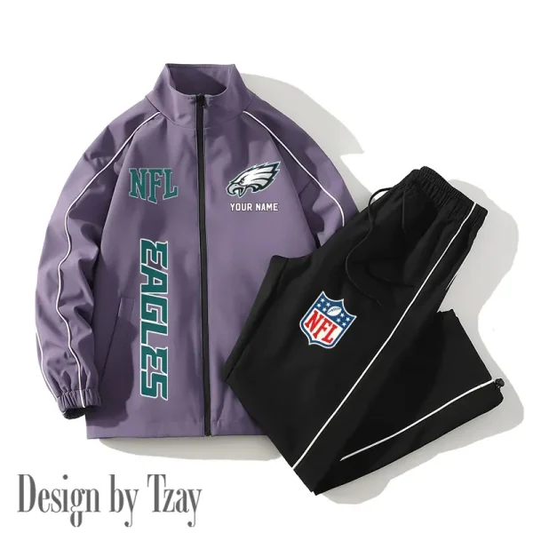 Philadelphia Eagles Casual Trendy Running Jacket Couple Loose Jacket Pants SPTMTS2PS026