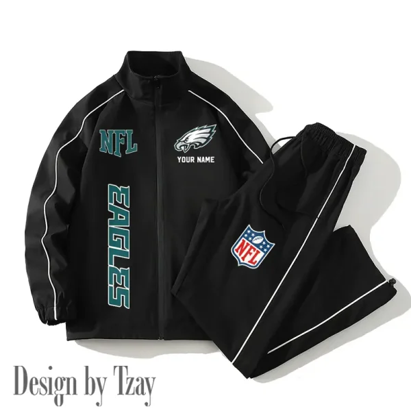 Philadelphia Eagles Casual Trendy Running Jacket Couple Loose Jacket Pants SPTMTS2PS026 - Image 2