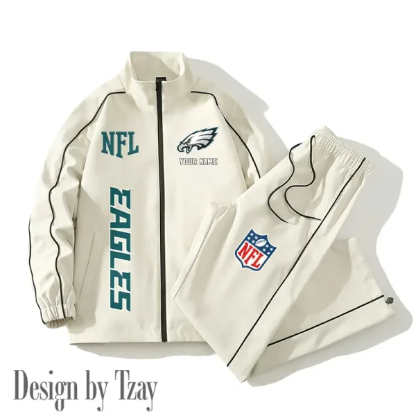 Philadelphia Eagles Casual Trendy Running Jacket Couple Loose Jacket Pants SPTMTS2PS026 - Image 4