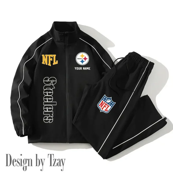 Pittsburgh Steelers Casual Trendy Running Jacket Couple Loose Jacket Pants SPTMTS2PS027 - Image 3