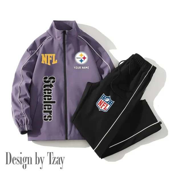 Pittsburgh Steelers Casual Trendy Running Jacket Couple Loose Jacket Pants SPTMTS2PS027 - Image 4