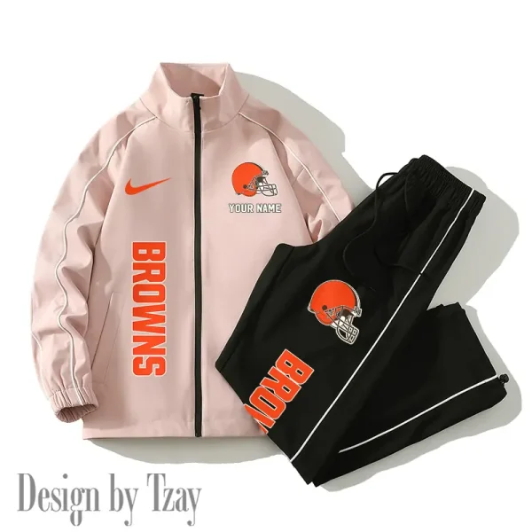 Cleveland Browns Casual Trendy Running Jacket Couple Loose Jacket Pants SPTMTS2PS040 - Image 2