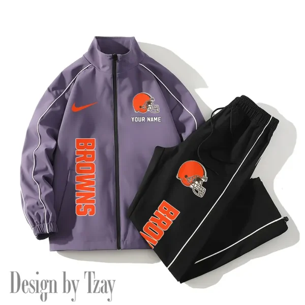 Cleveland Browns Casual Trendy Running Jacket Couple Loose Jacket Pants SPTMTS2PS040 - Image 3
