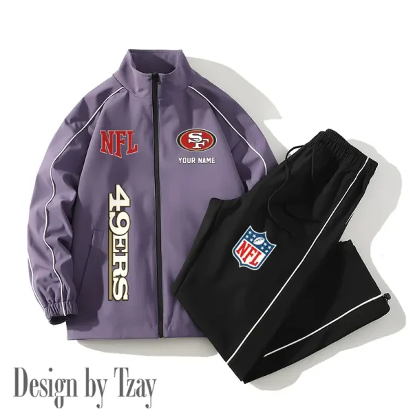 San Francisco 49ers Casual Trendy Running Jacket Couple Loose Jacket Pants SPTMTS2PS028 - Image 2