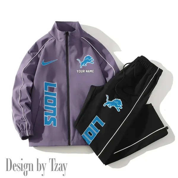 Detroit Lions Casual Trendy Running Jacket Couple Loose Jacket Pants SPTMTS2PS043 - Image 3