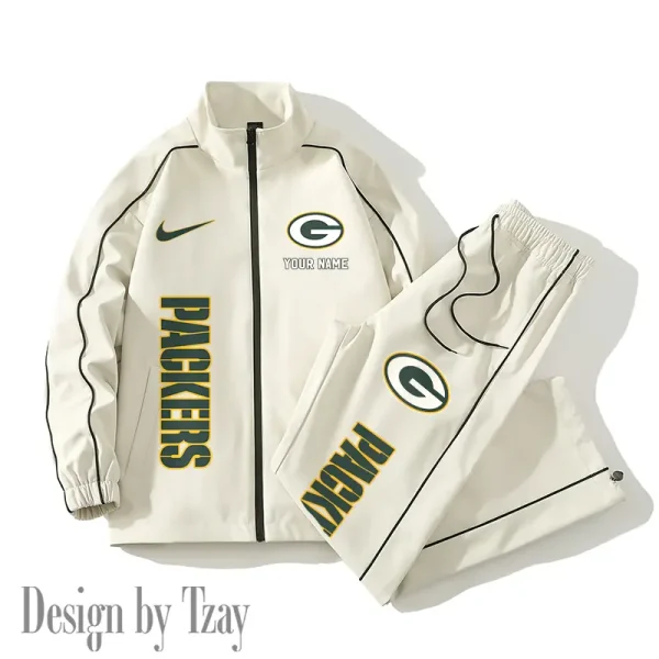 Green Bay Packers Casual Trendy Running Jacket Couple Loose Jacket Pants SPTMTS2PS044 - Image 2