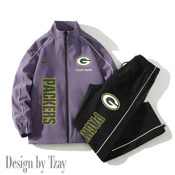 Green Bay Packers Casual Trendy Running Jacket Couple Loose Jacket Pants SPTMTS2PS044 - Image 3