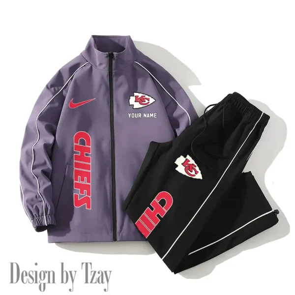 Kansas City Chiefs Casual Trendy Running Jacket Couple Loose Jacket Pants SPTMTS2PS048 - Image 2