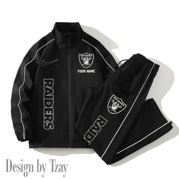 Las Vegas Raiders Casual Trendy Running Jacket Couple Loose Jacket Pants SPTMTS2PS049 - Image 3