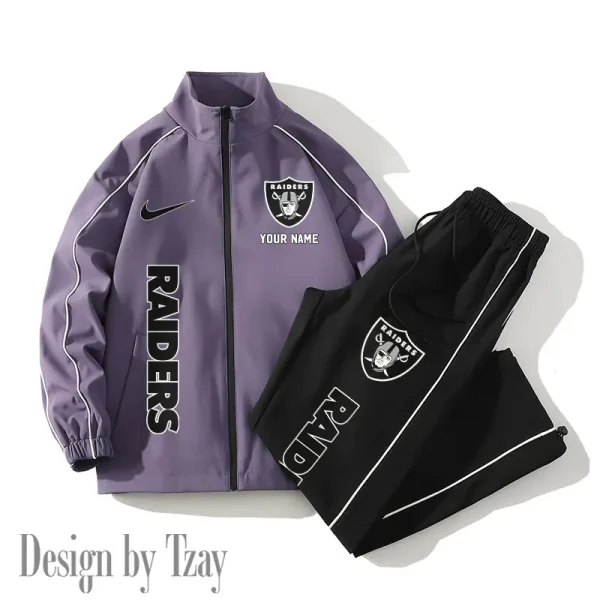 Las Vegas Raiders Casual Trendy Running Jacket Couple Loose Jacket Pants SPTMTS2PS049 - Image 4