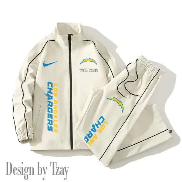 Los Angeles Chargers Casual Trendy Running Jacket Couple Loose Jacket Pants SPTMTS2PS050 - Image 3