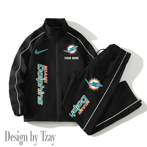 Miami Dolphins Casual Trendy Running Jacket Couple Loose Jacket Pants SPTMTS2PS052 - Image 3