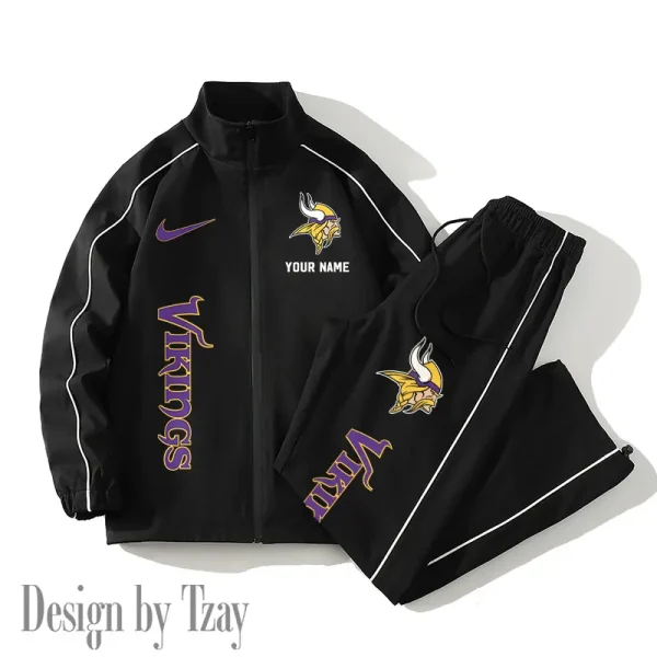 Minnesota Vikings Casual Trendy Running Jacket Couple Loose Jacket Pants SPTMTS2PS053 - Image 3