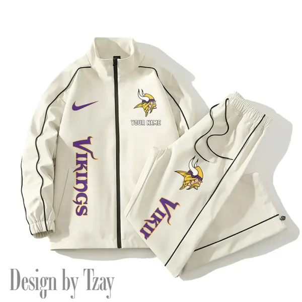Minnesota Vikings Casual Trendy Running Jacket Couple Loose Jacket Pants SPTMTS2PS053 - Image 4