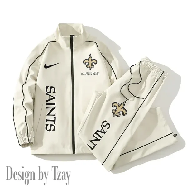 New Orleans Saints Casual Trendy Running Jacket Couple Loose Jacket Pants SPTMTS2PS055 - Image 2