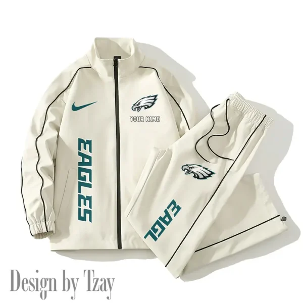 Philadelphia Eagles Casual Trendy Running Jacket Couple Loose Jacket Pants SPTMTS2PS058 - Image 2
