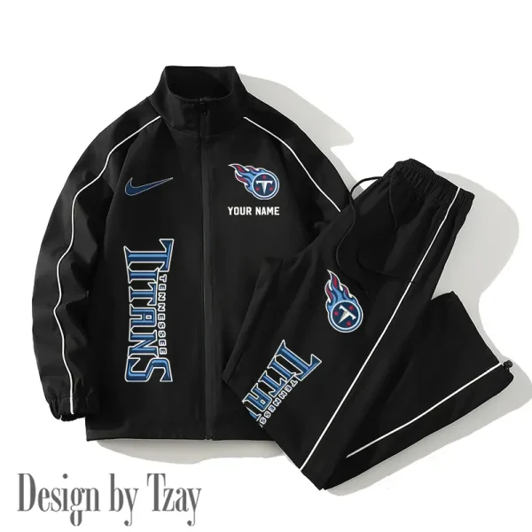 Tennessee Titans Casual Trendy Running Jacket Couple Loose Jacket Pants SPTMTS2PS063 - Image 4