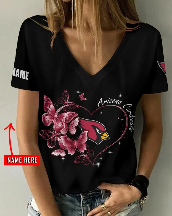 Arizona Cardinals Girl Clothes Summer V-neck Short-sleeved Tees New 2025 AGCWTS1062