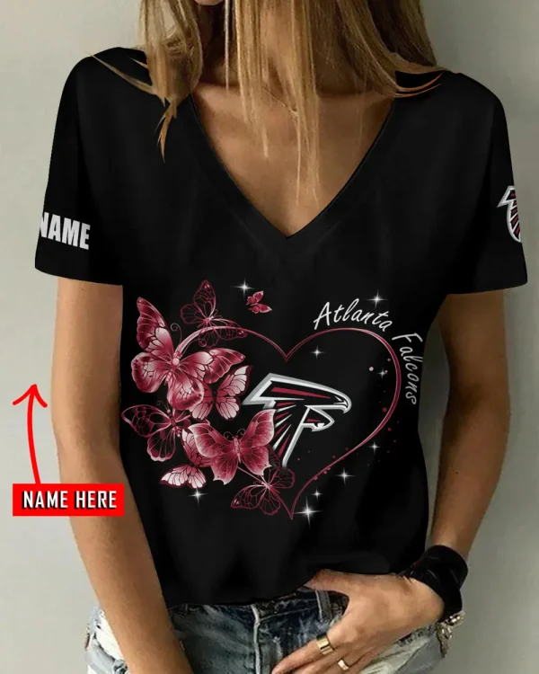 Atlanta Falcons Girl Clothes Summer V-neck Short-sleeved Tees New 2025 AGCWTS1063